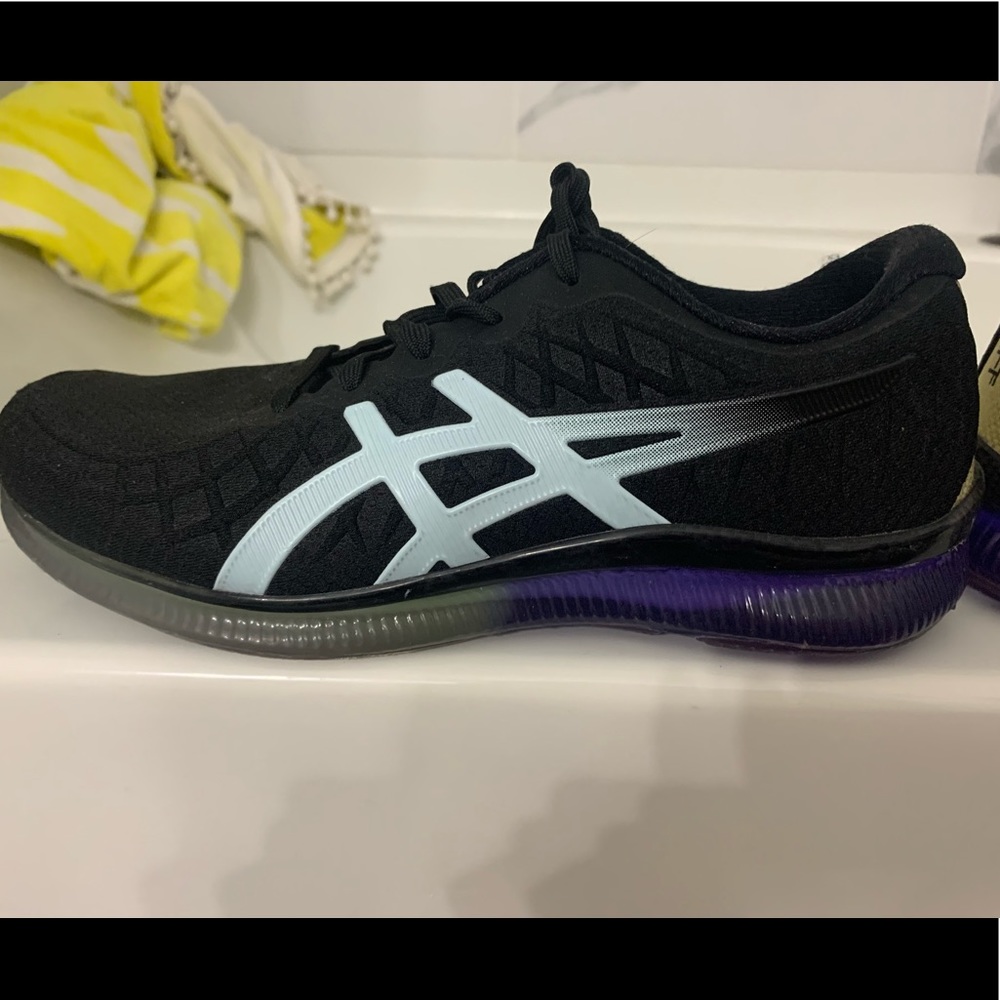 ASICS women’s shoe, black with purple blue accents
